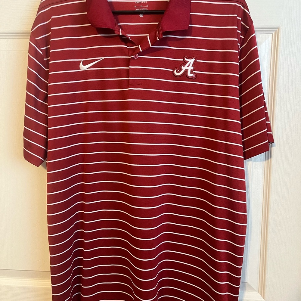 Nike Men's Maroon Striped Polo Shirt